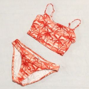 CITRUS ORANGE PALM BIKINI, Size Medium